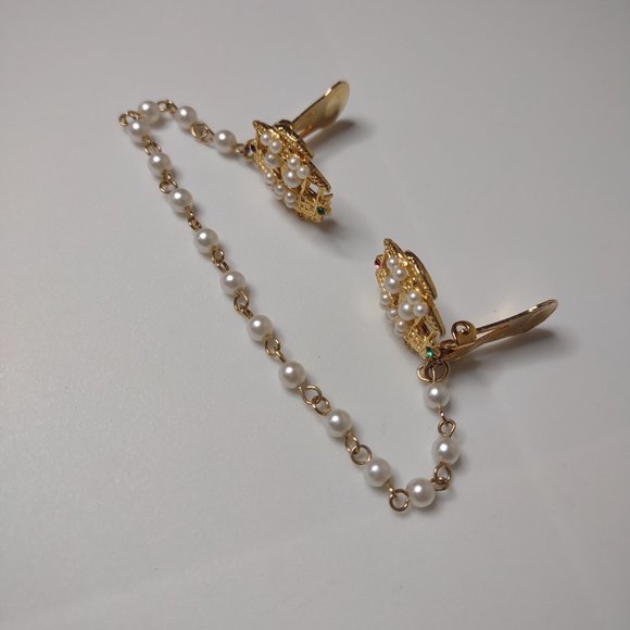 Faux Pearl Trolley Car Cardigan Sweater Clip - Picture 8 of 14